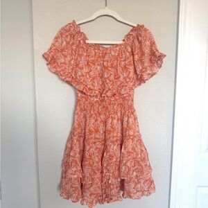 Forever 21 Orange Ruffled Tiered Mini Dress